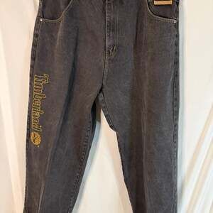 Timberland Spellout Embroidered Dark Wash Jeans fits like 38x28 Skater Hip Hop